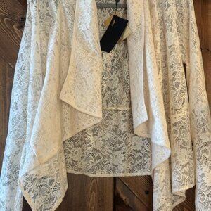 Alberto Makali  | Sheer Lace Cardigan Jacket Wrap Ivory Sz S NWT